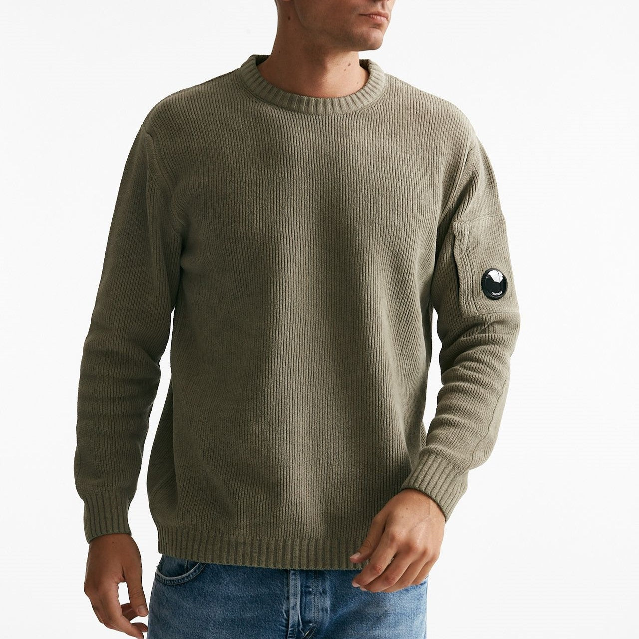 maglia crew neck chenille in ciniglia tortora men C.p. company - 6