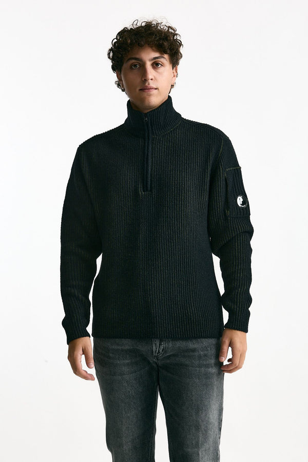 Maglia in lana e poliammide Vanisè nero/verde men C.p. company