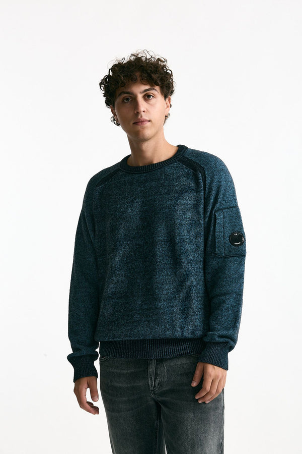 Maglia in misto lana melange azzurro e nero men C.p. company