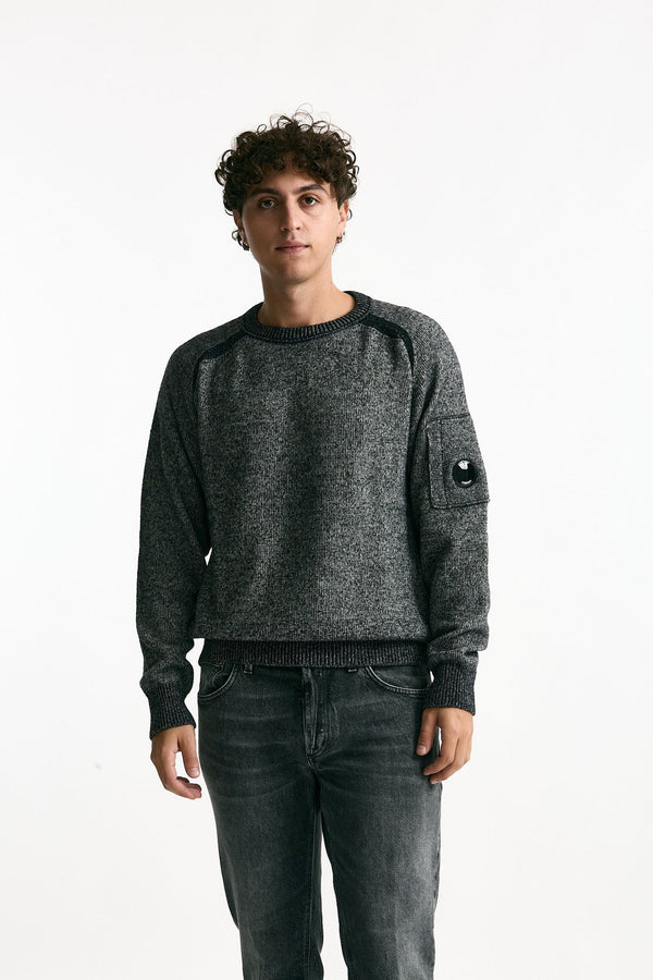 Maglia in misto lana melange grigio e nero men C.p. company