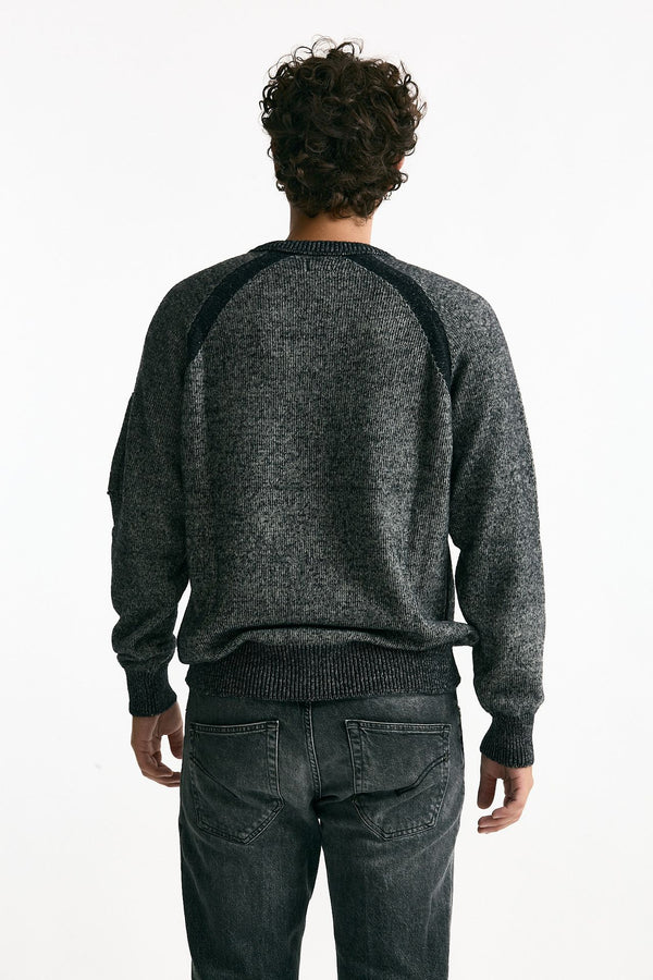 Maglia in misto lana melange grigio e nero men C.p. company