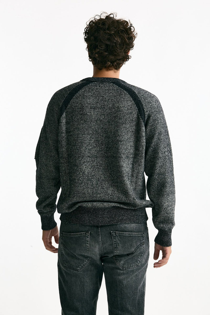 Maglia in misto lana melange grigio e nero men C.p. company - 1