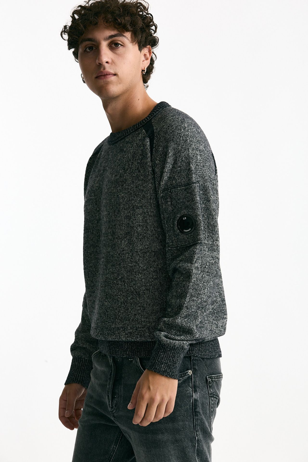 Maglia in misto lana melange grigio e nero men C.p. company - 4