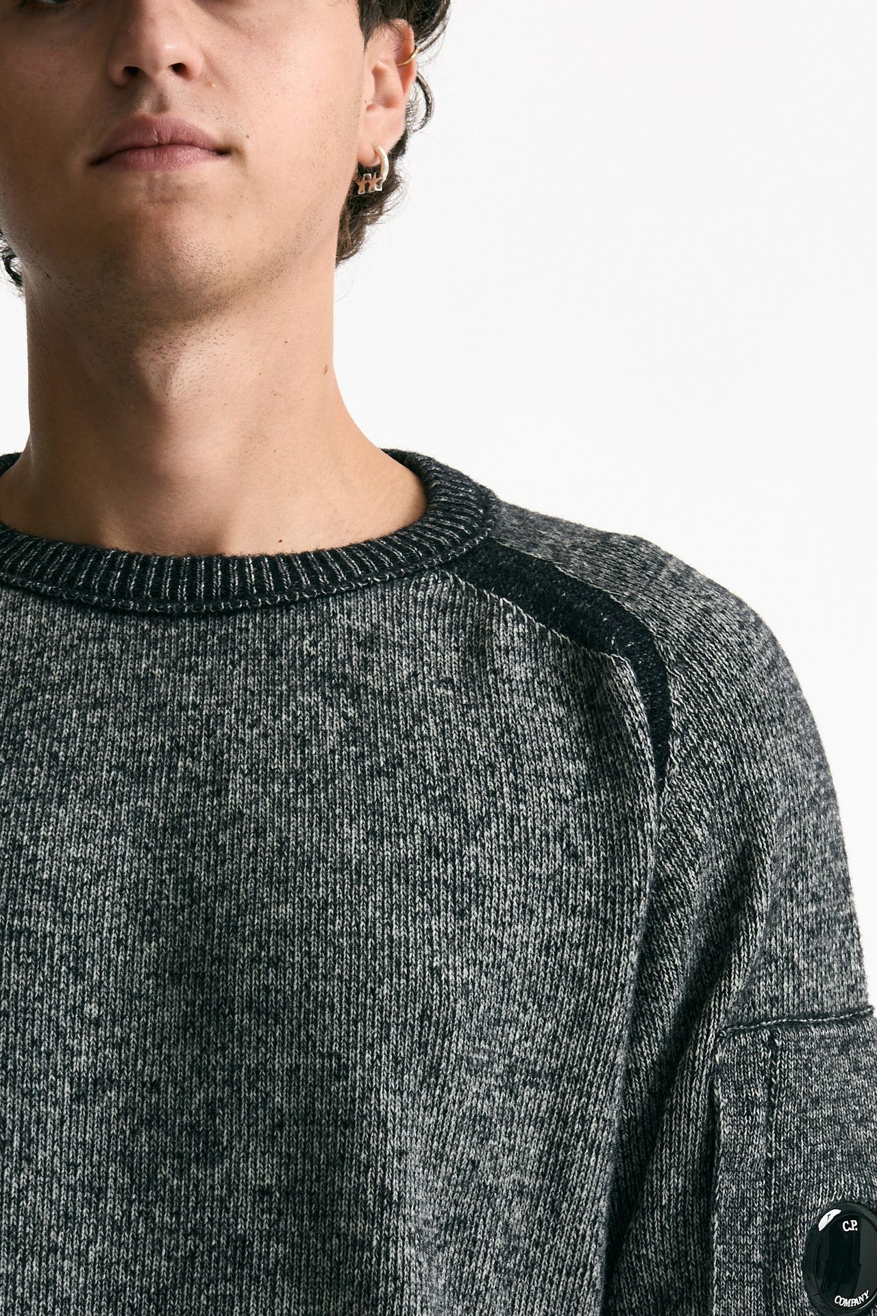 Maglia in misto lana melange grigio e nero men C.p. company - 6