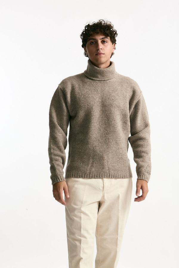 Dolcevita in lana e poliammide stretch bouclè beige men C.p. company