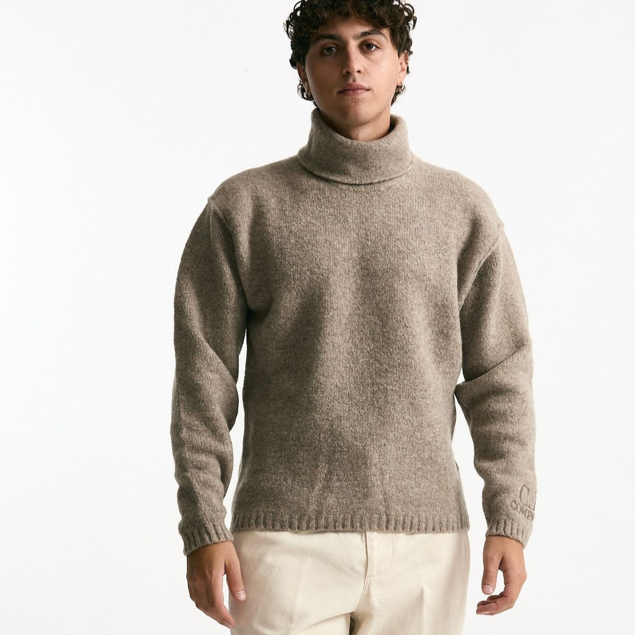 Dolcevita in lana e poliammide stretch bouclè beige men C.p. company - 7