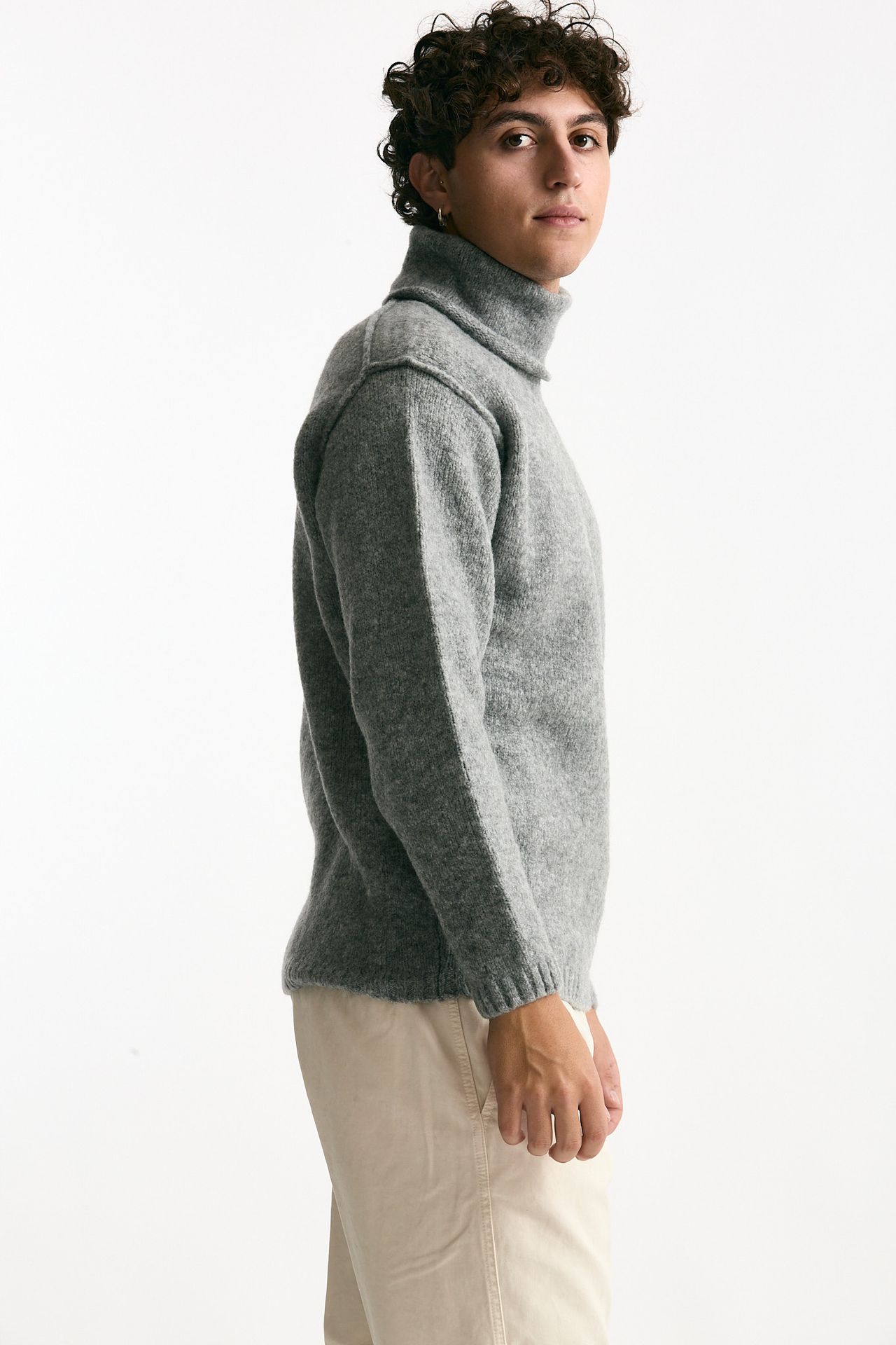 Dolcevita in lana e poliammide stretch bouclè grigio men C.p. company - 3