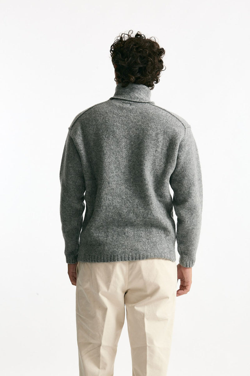 Dolcevita in lana e poliammide stretch bouclè grigio men C.p. company - 4