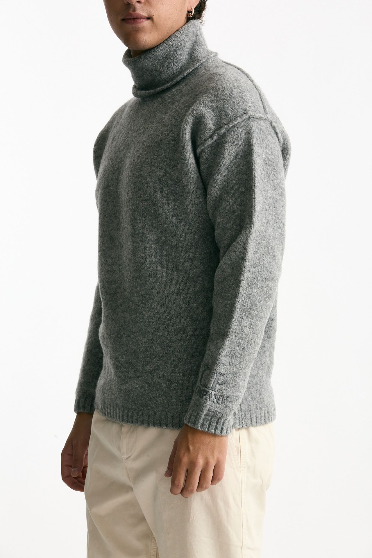 Dolcevita in lana e poliammide stretch bouclè grigio men C.p. company - 1