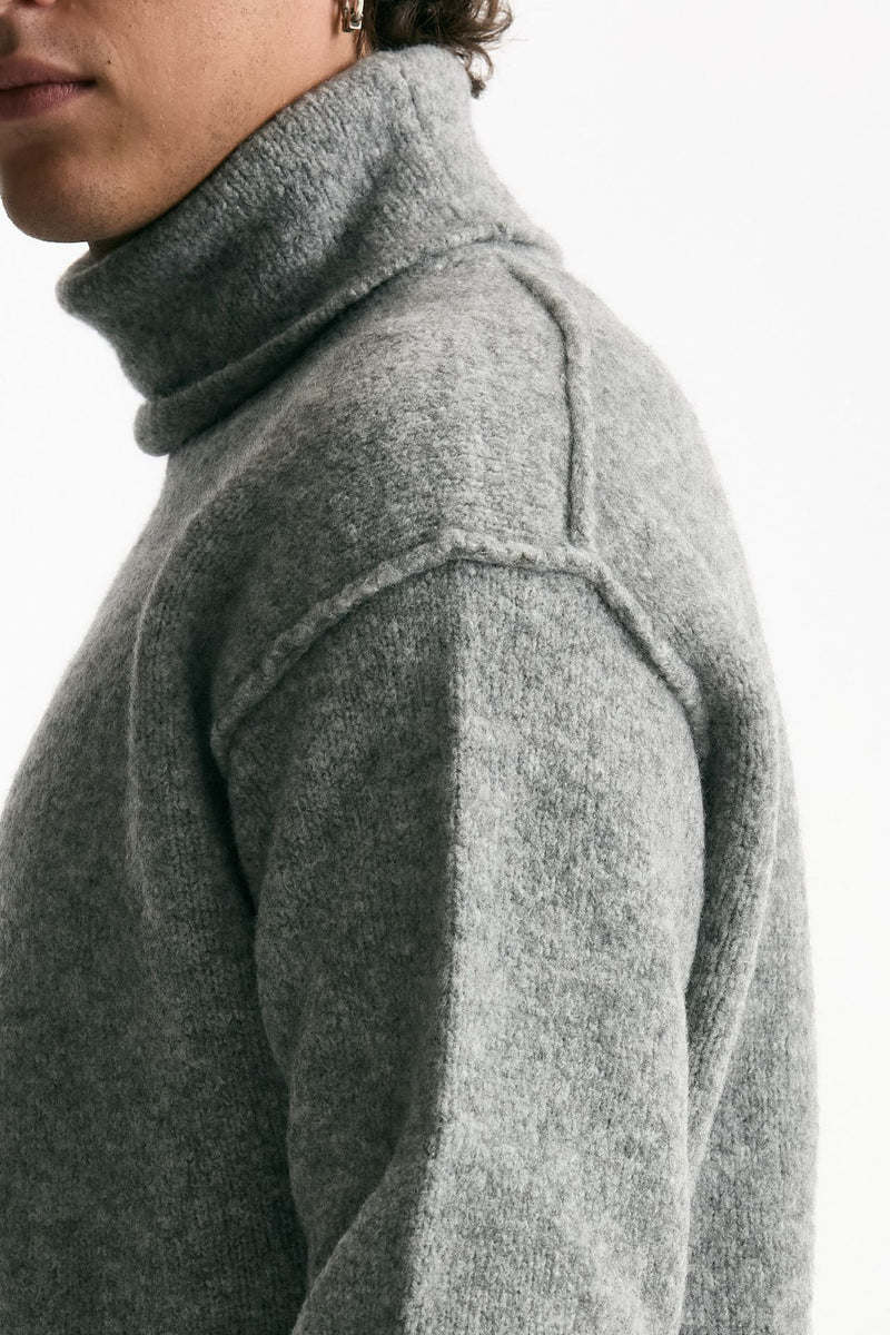 Dolcevita in lana e poliammide stretch bouclè grigio men C.p. company - 5