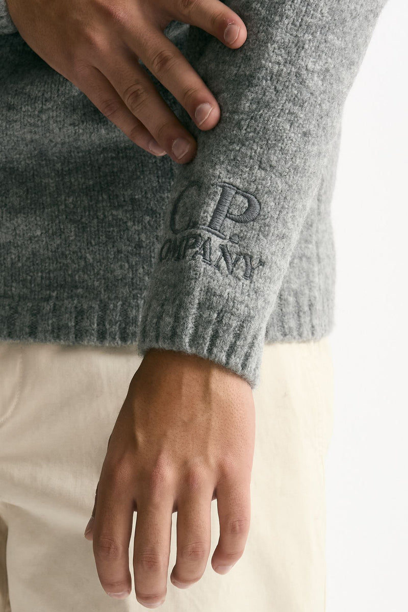 Dolcevita in lana e poliammide stretch bouclè grigio men C.p. company - 6