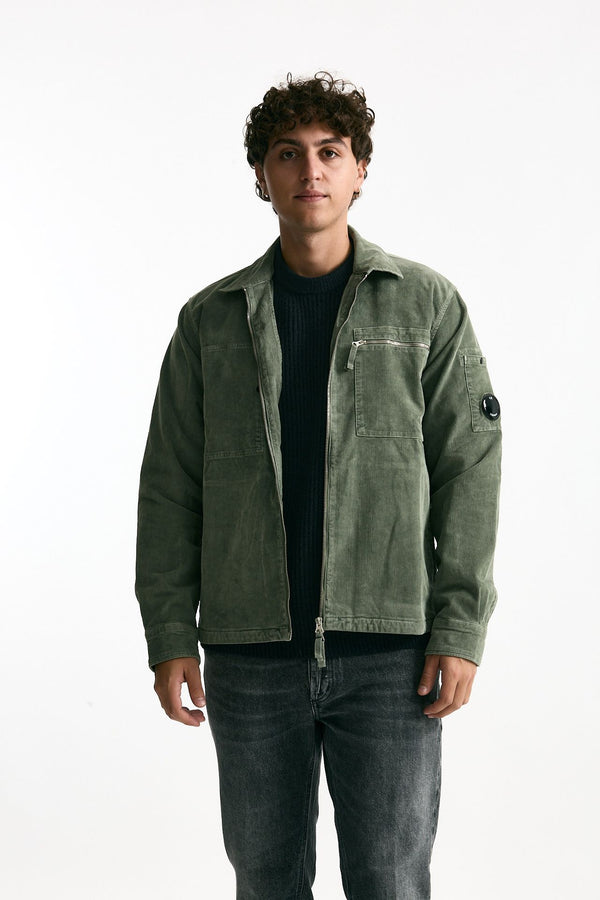 Overshirt in velluto verde men C.p. company