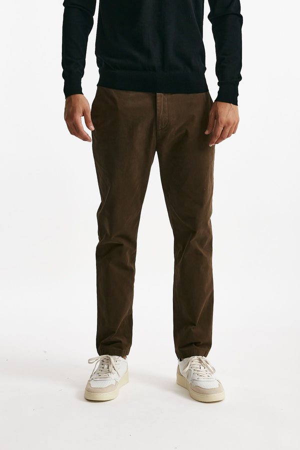 pantalone prince in fustagno di cotone stretch marrone men Department five