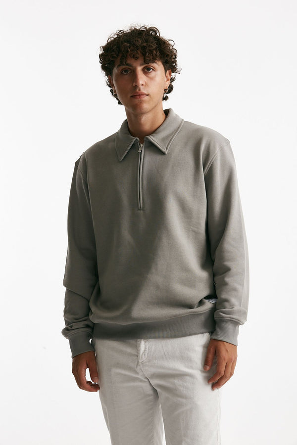 felpa in cotone grigio mezza zip men Department five