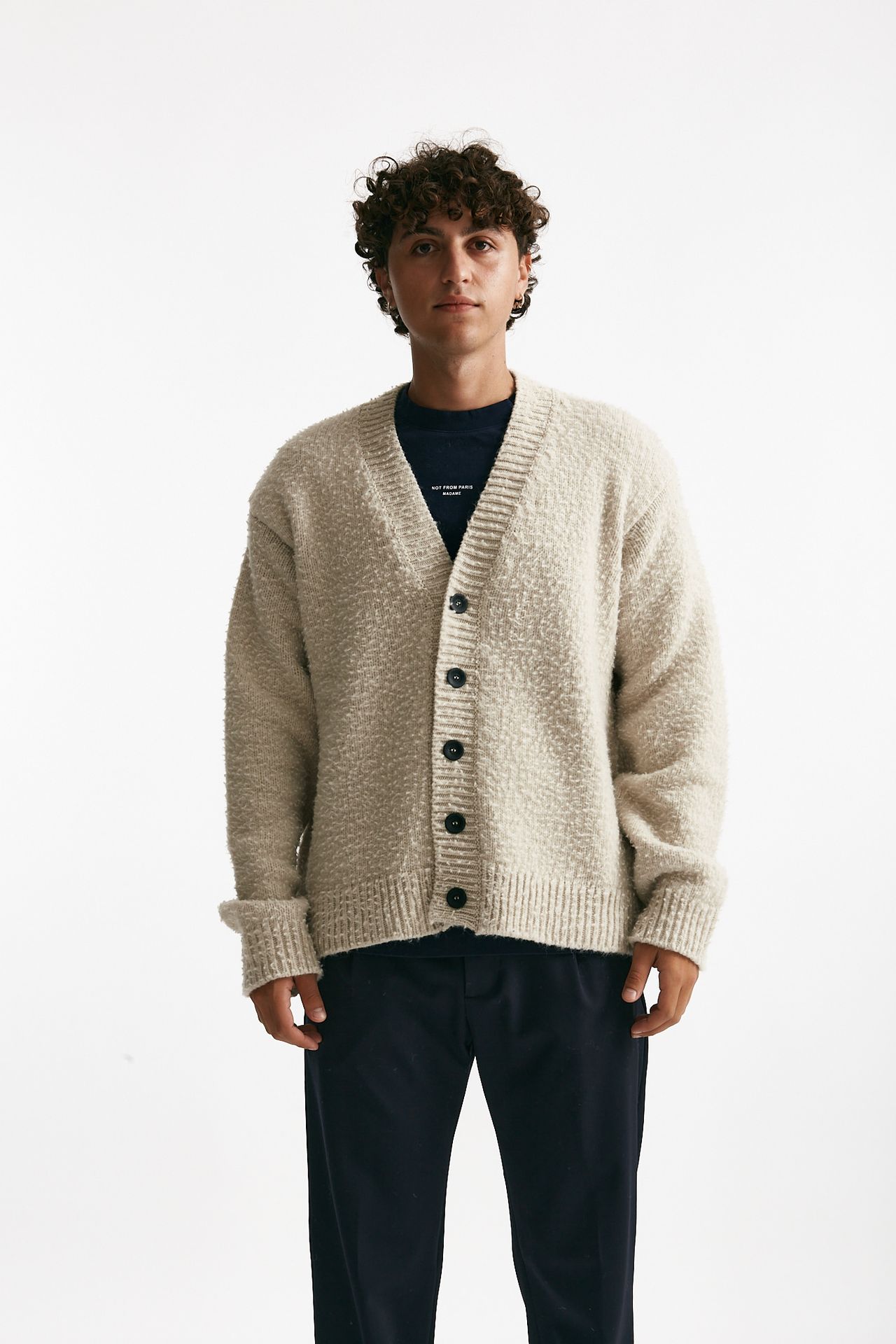 Cardigan in lana e poliamide grigio perla men Diana studio - 2