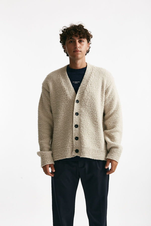 Cardigan in lana e poliamide grigio perla men Diana studio