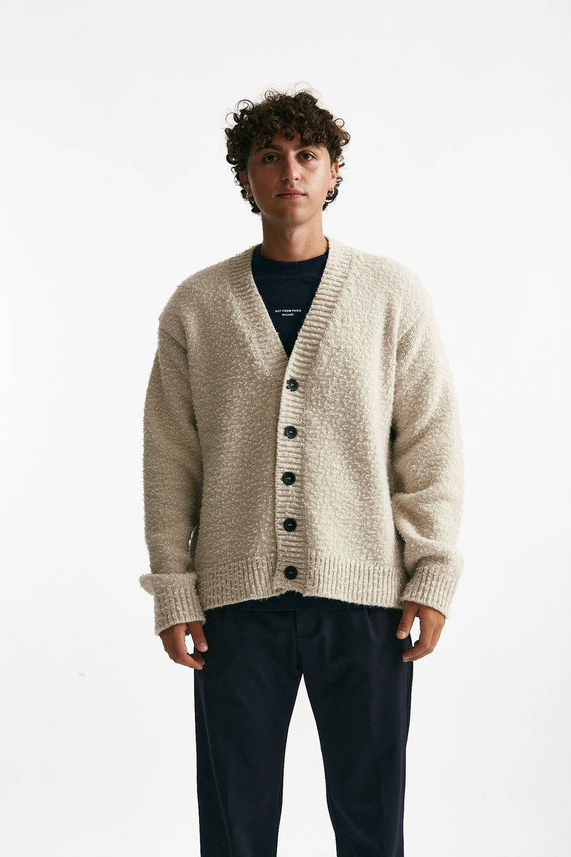 Cardigan in lana e poliamide grigio perla men Diana studio - 2