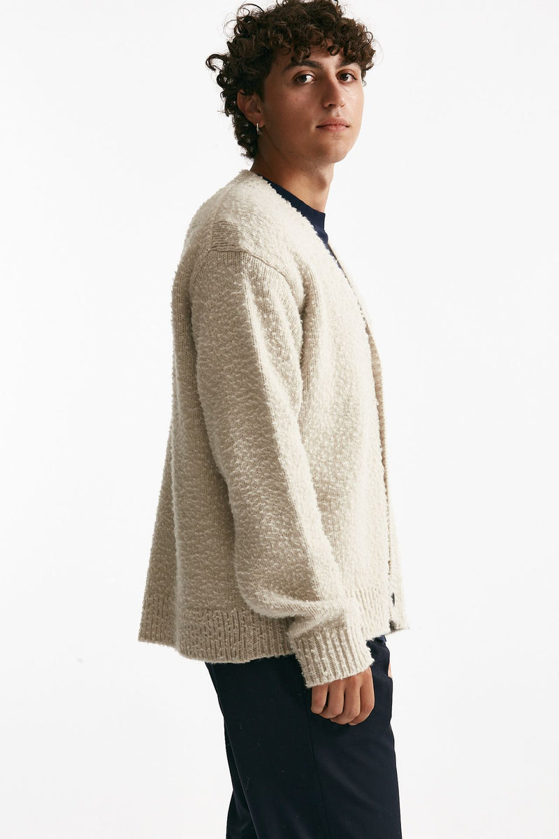 Cardigan in lana e poliamide grigio perla men Diana studio - 1