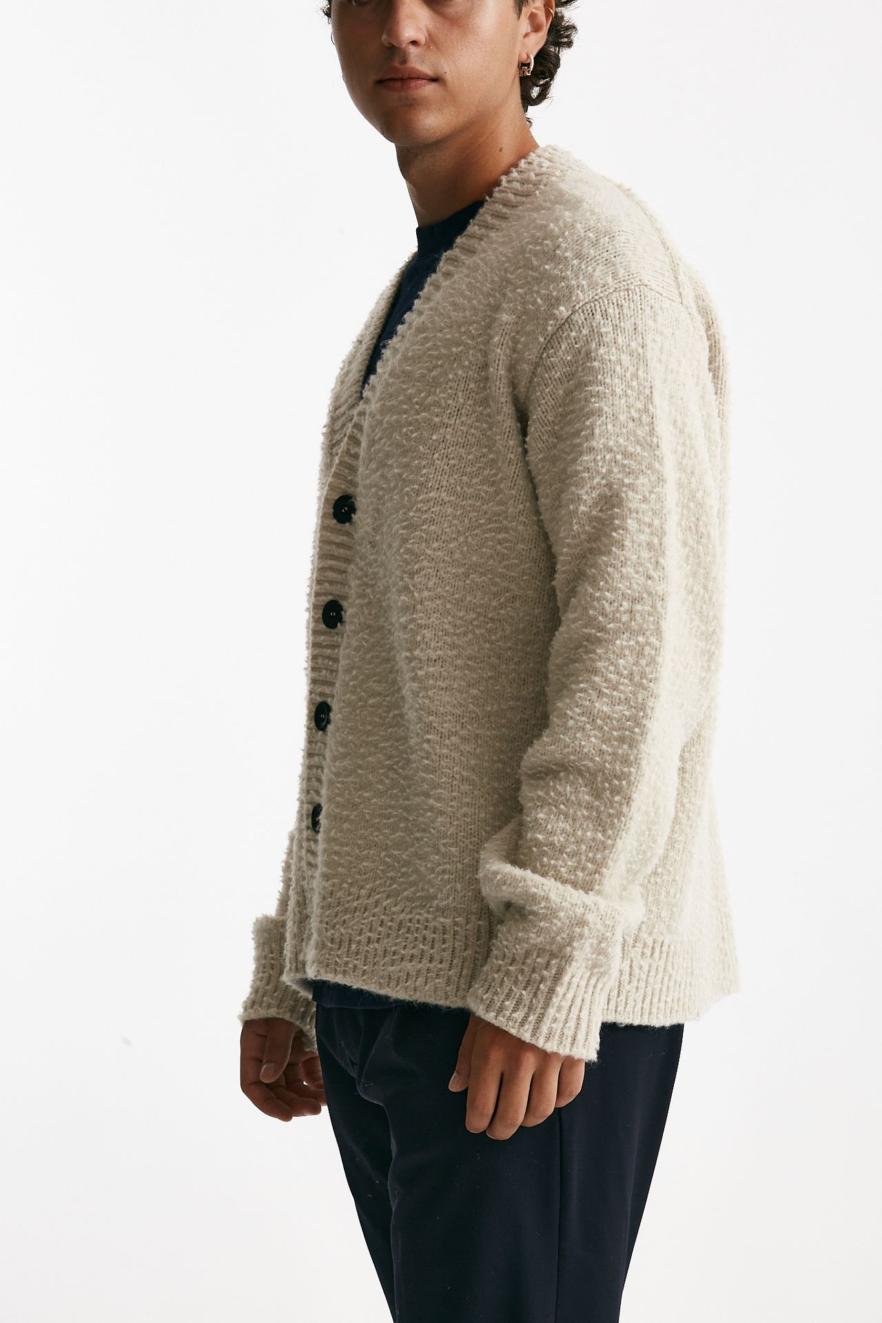 Cardigan in lana e poliamide grigio perla men Diana studio - 4