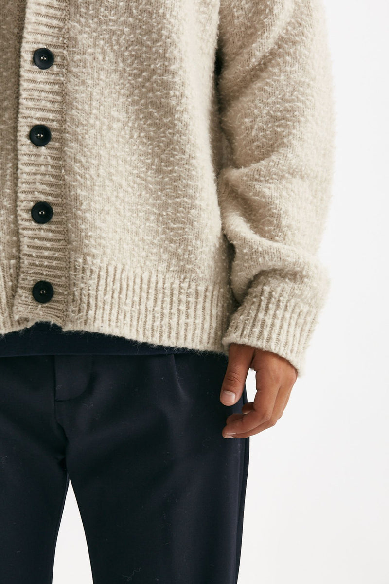 Cardigan in lana e poliamide grigio perla men Diana studio - 5