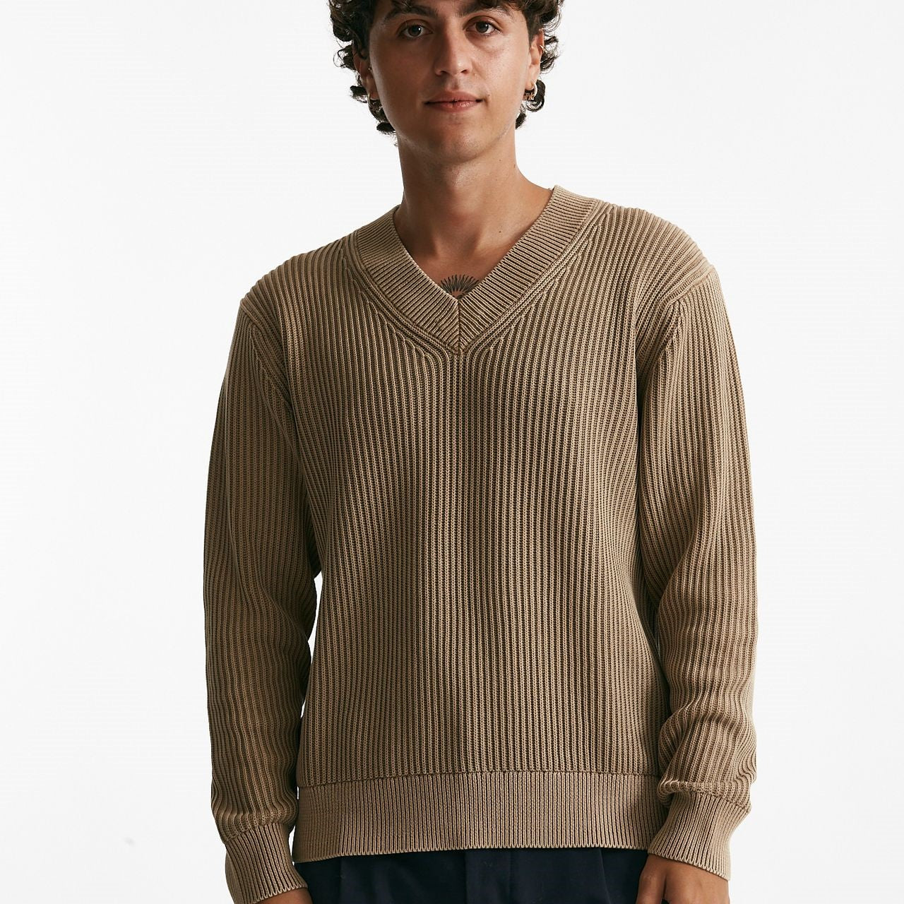 Maglia scollo a V cammello men Diana studio - 7