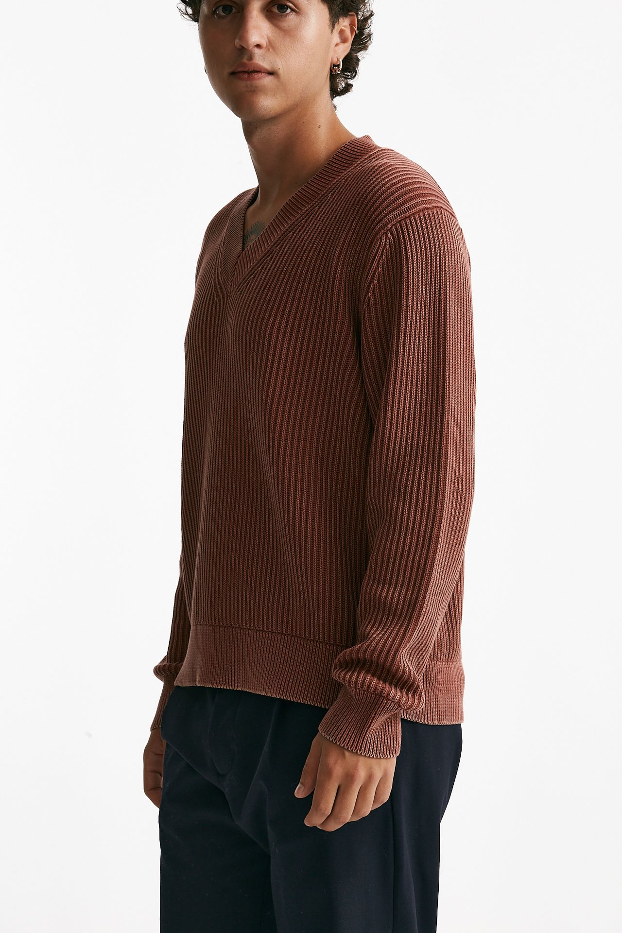 Maglia scollo a V corallo men Diana studio - 4