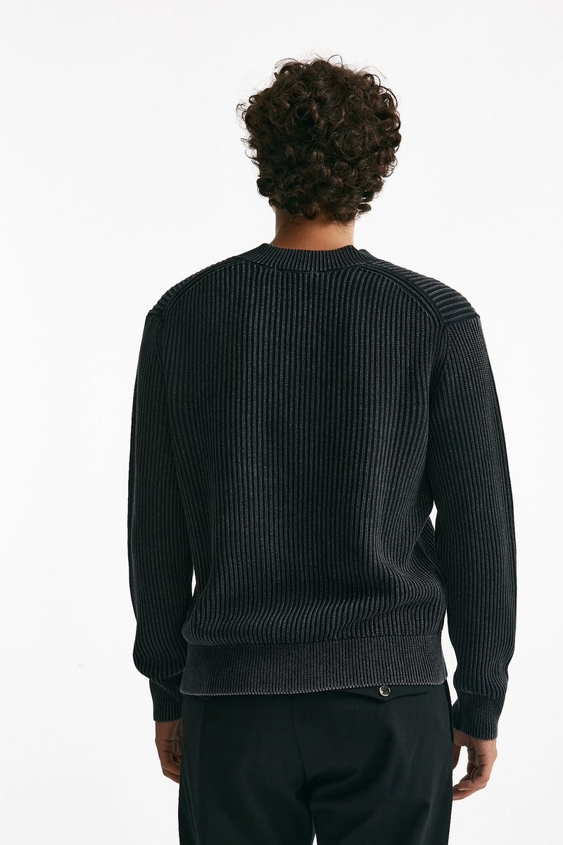 Maglia scollo a V in cotone nero men Diana studio - 3