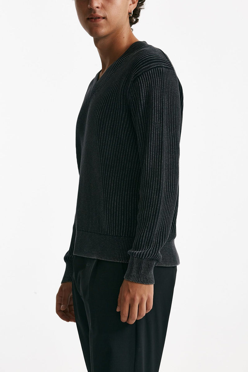 Maglia scollo a V in cotone nero men Diana studio - 4