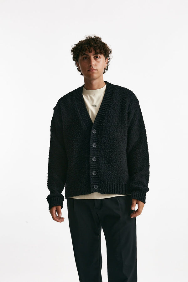 Cardigan in lana e poliamide nero men Diana studio