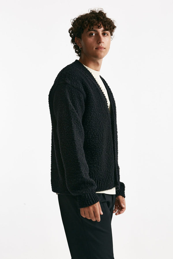 Cardigan in lana e poliamide nero men Diana studio