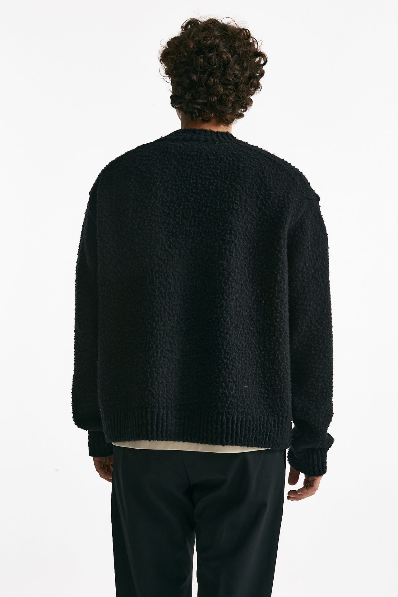 Cardigan in lana e poliamide nero men Diana studio - 3