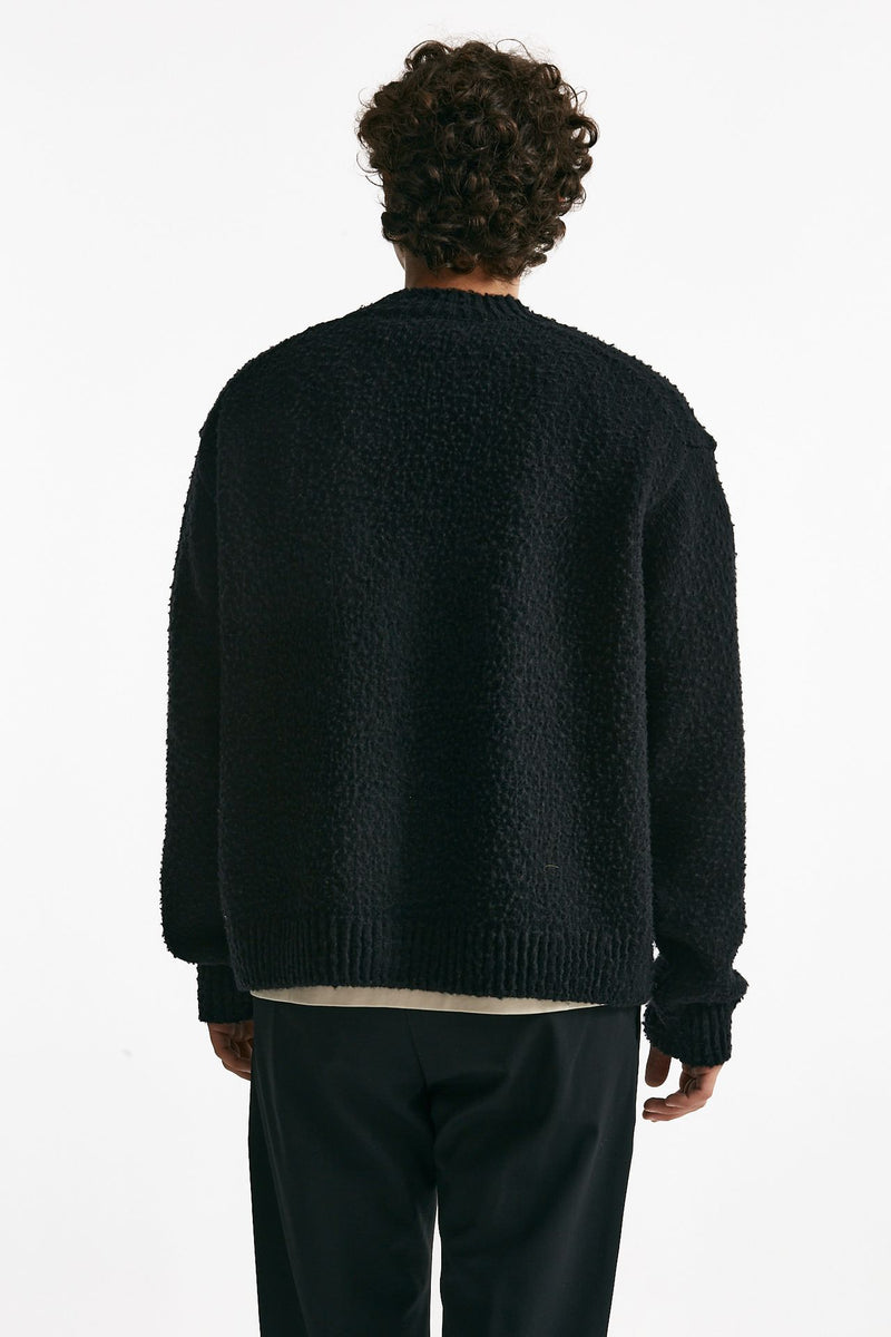 Cardigan in lana e poliamide nero men Diana studio - 3