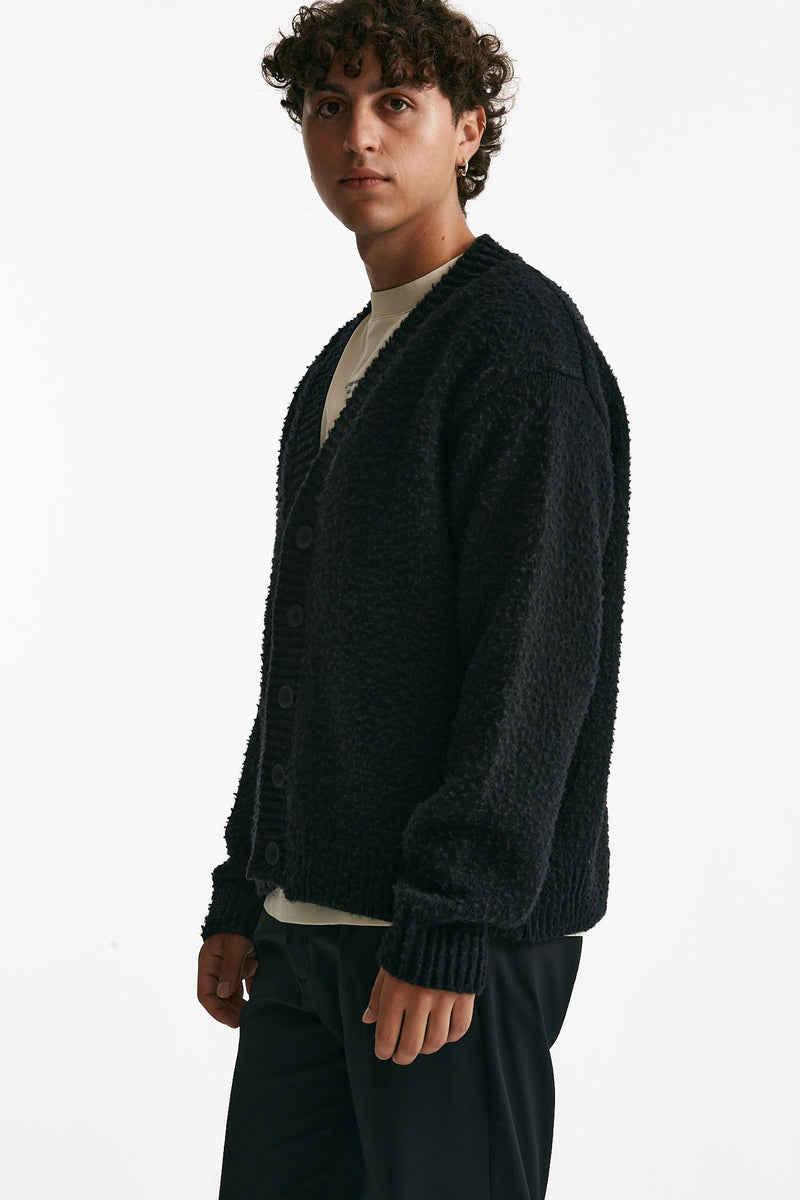 Cardigan in lana e poliamide nero men Diana studio - 4