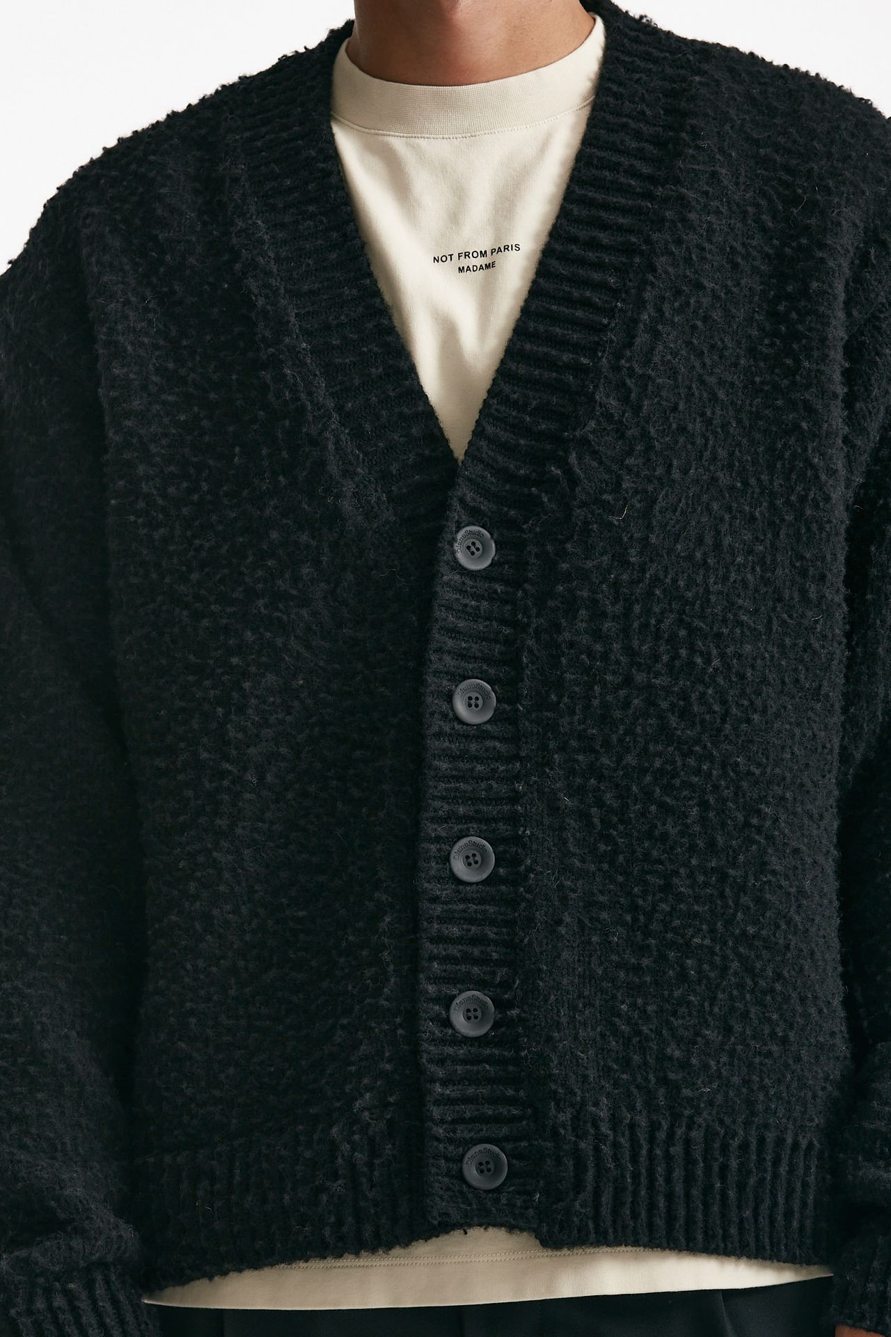 Cardigan in lana e poliamide nero men Diana studio - 5