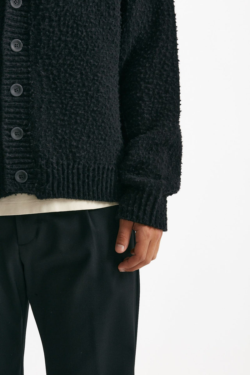 Cardigan in lana e poliamide nero men Diana studio - 6