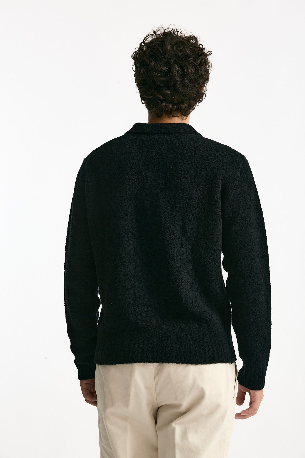 Polo in lana e poliammide nero men Diana studio - 3