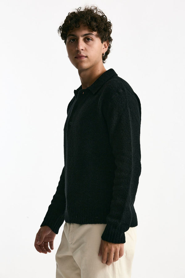 Polo in lana e poliammide nero men Diana studio