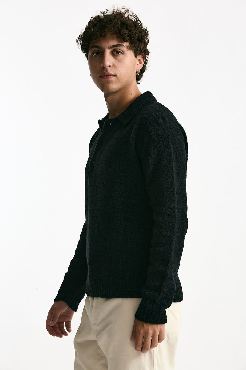 Polo in lana e poliammide nero men Diana studio - 1