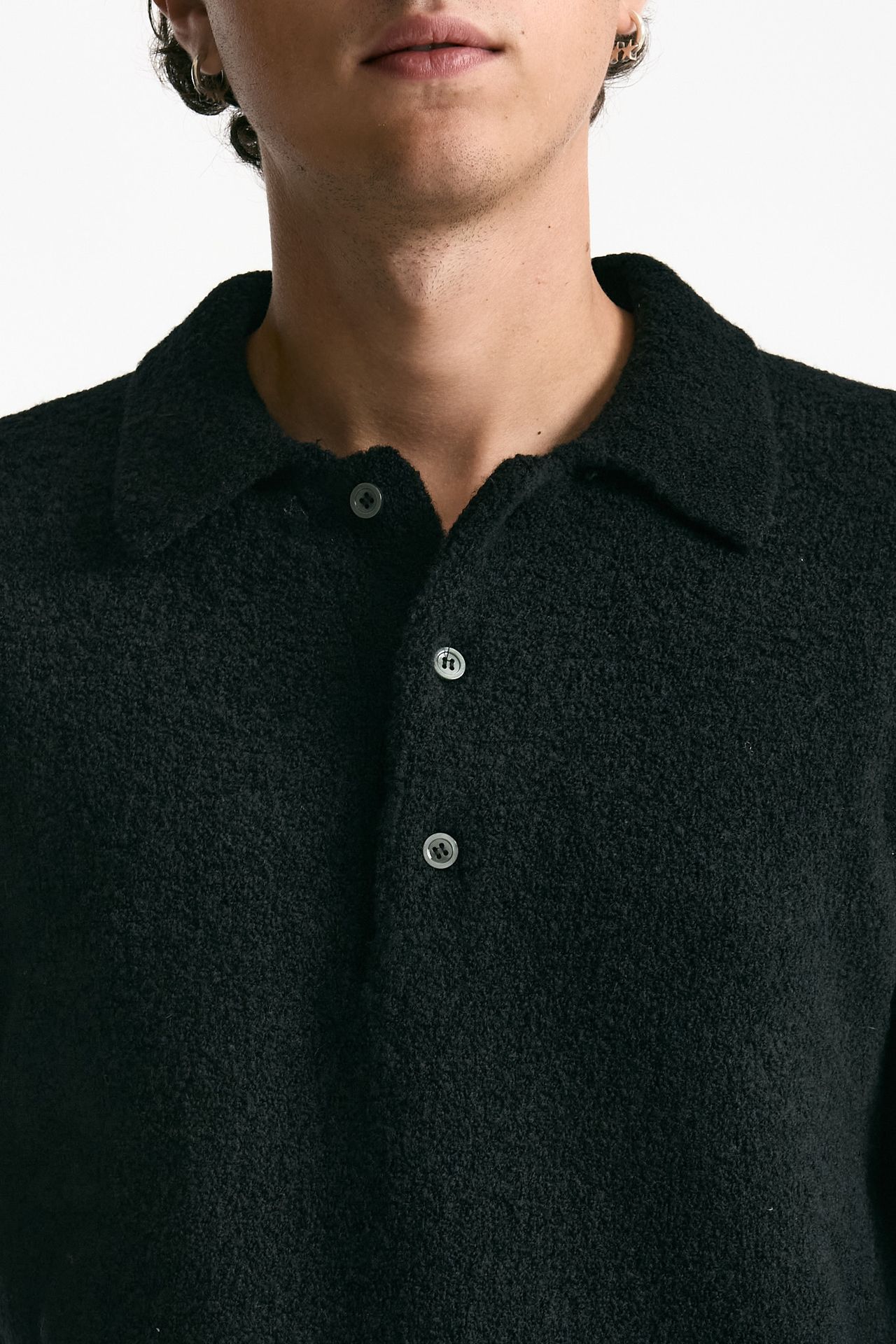 Polo in lana e poliammide nero men Diana studio - 5