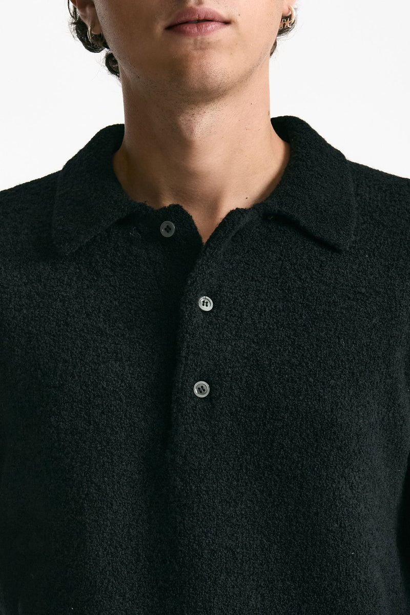 Polo in lana e poliammide nero men Diana studio - 5