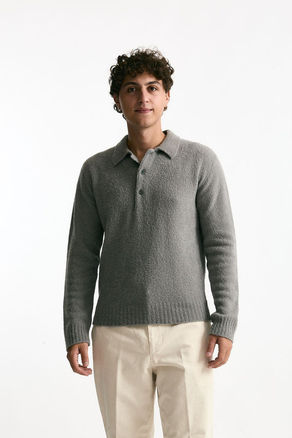 Polo in lana e poliammide grigio men Diana studio