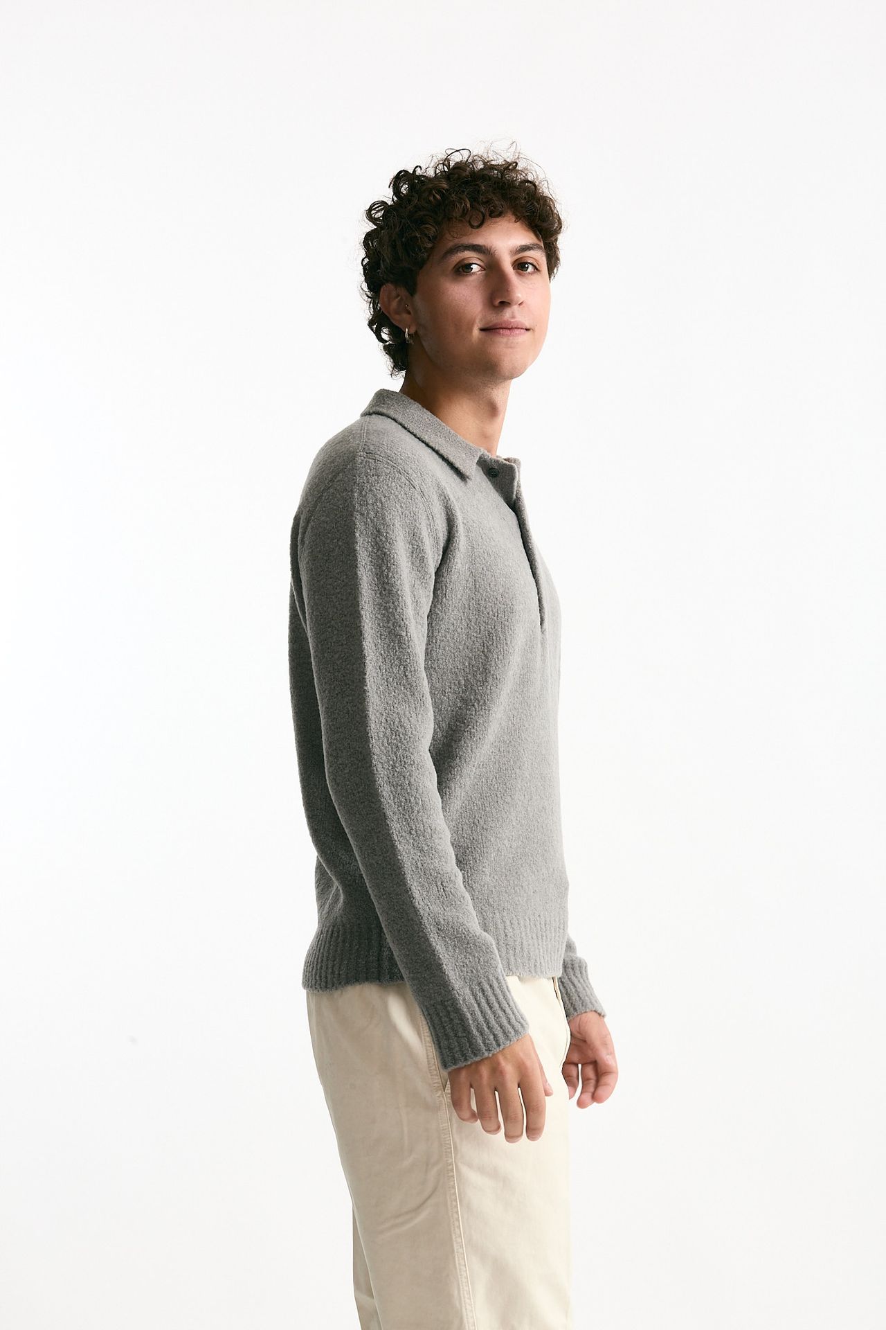 Polo in lana e poliammide grigio men Diana studio - 2