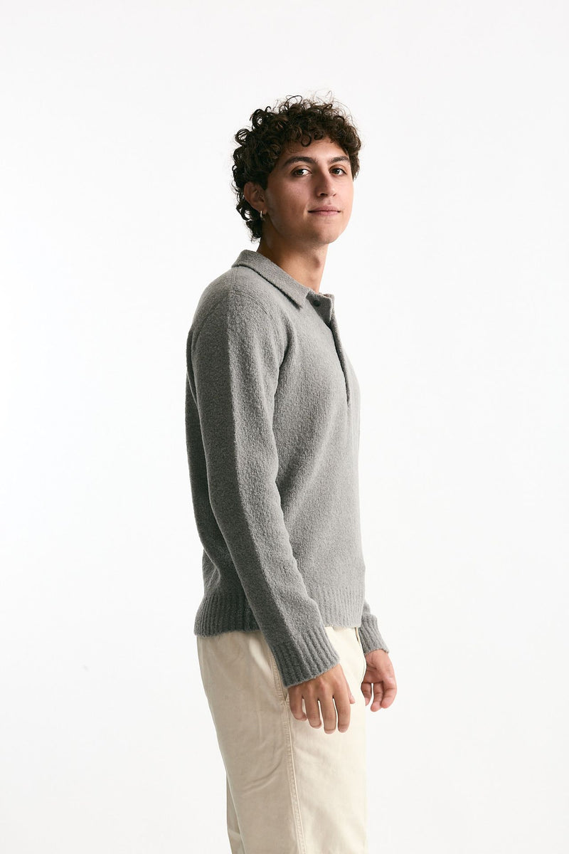 Polo in lana e poliammide grigio men Diana studio - 2