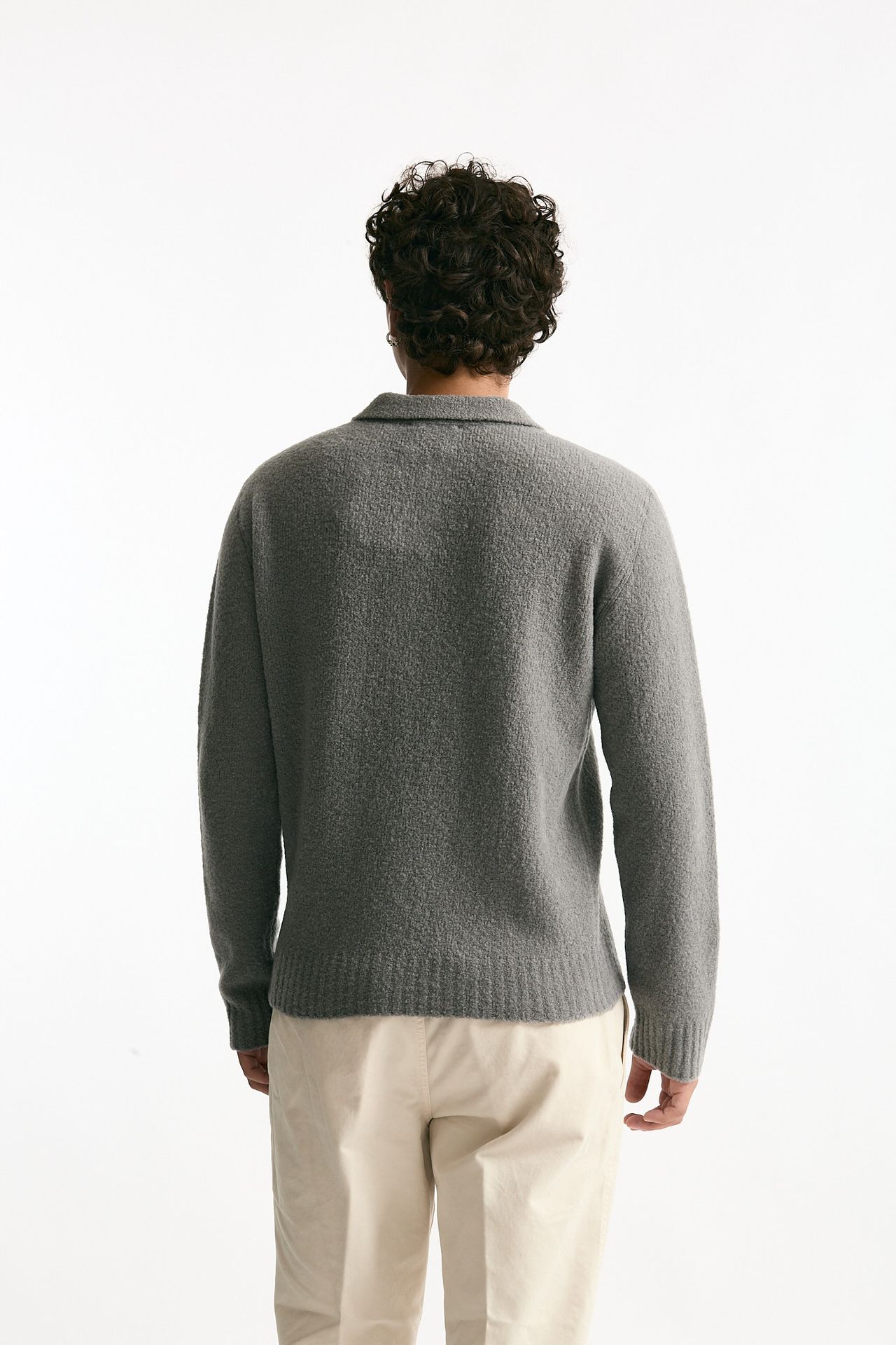 Polo in lana e poliammide grigio men Diana studio - 3