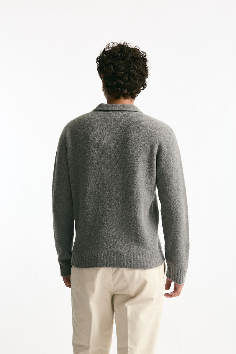 Polo in lana e poliammide grigio men Diana studio - 3