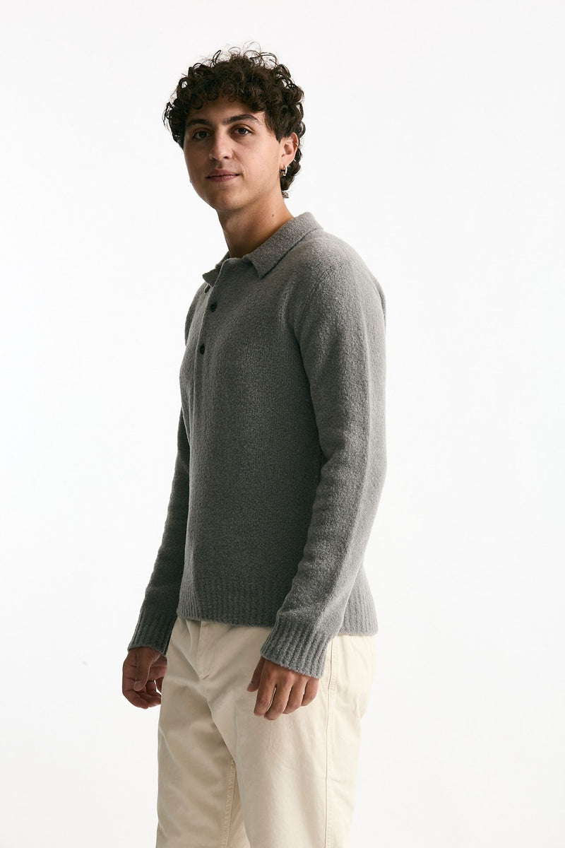 Polo in lana e poliammide grigio men Diana studio - 4