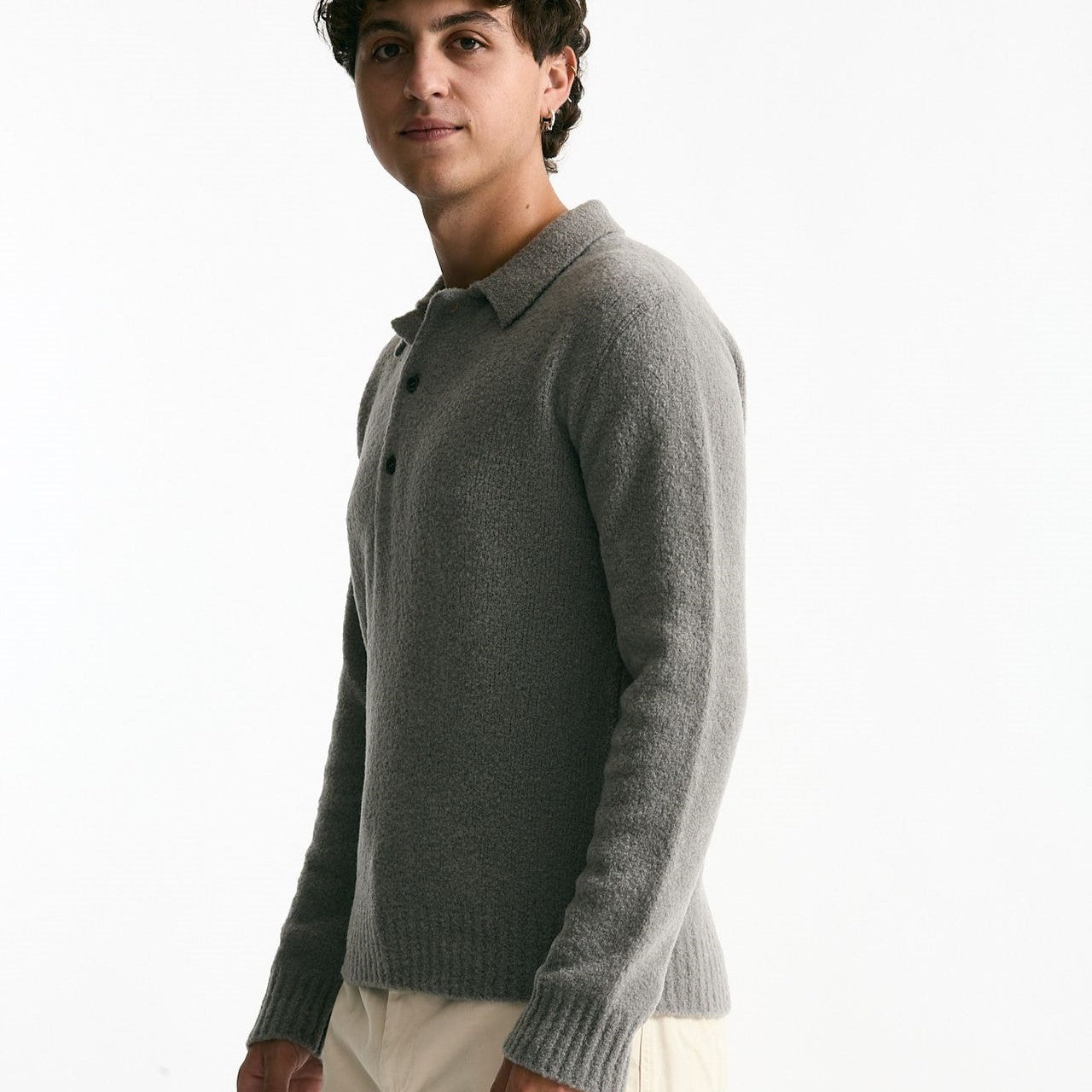 Polo in lana e poliammide grigio men Diana studio - 6