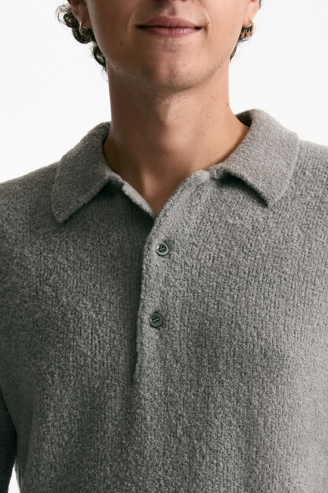 Polo in lana e poliammide grigio men Diana studio - 5