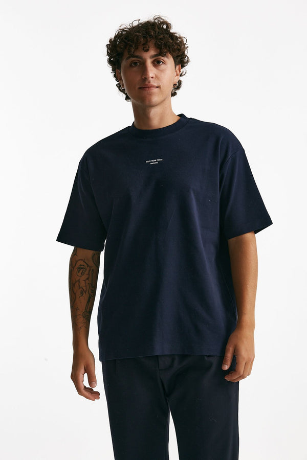 t-shirt in cotone blu men Drôle de monsieur
