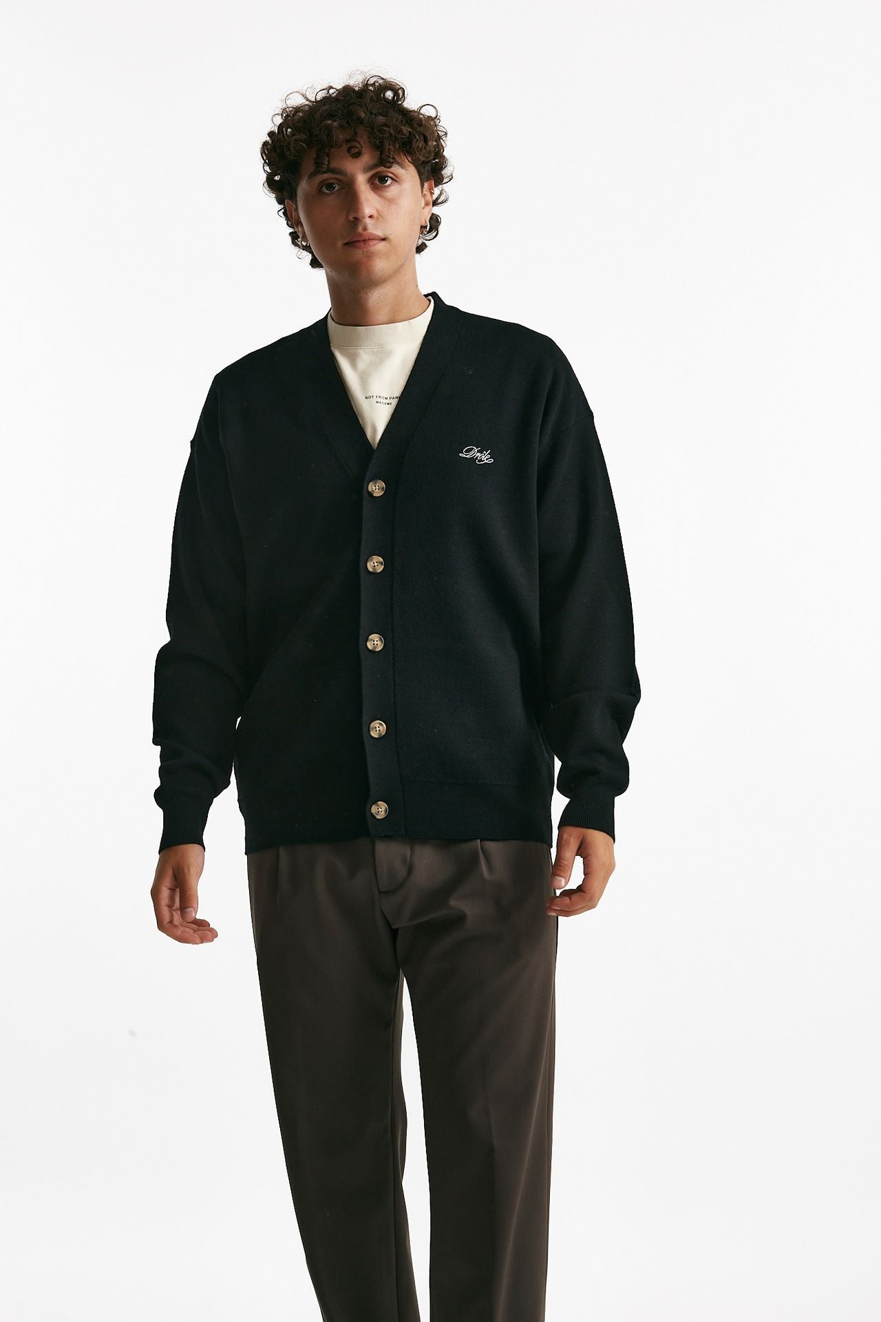 cardigan in lana merinos nero men Drôle de monsieur - 1